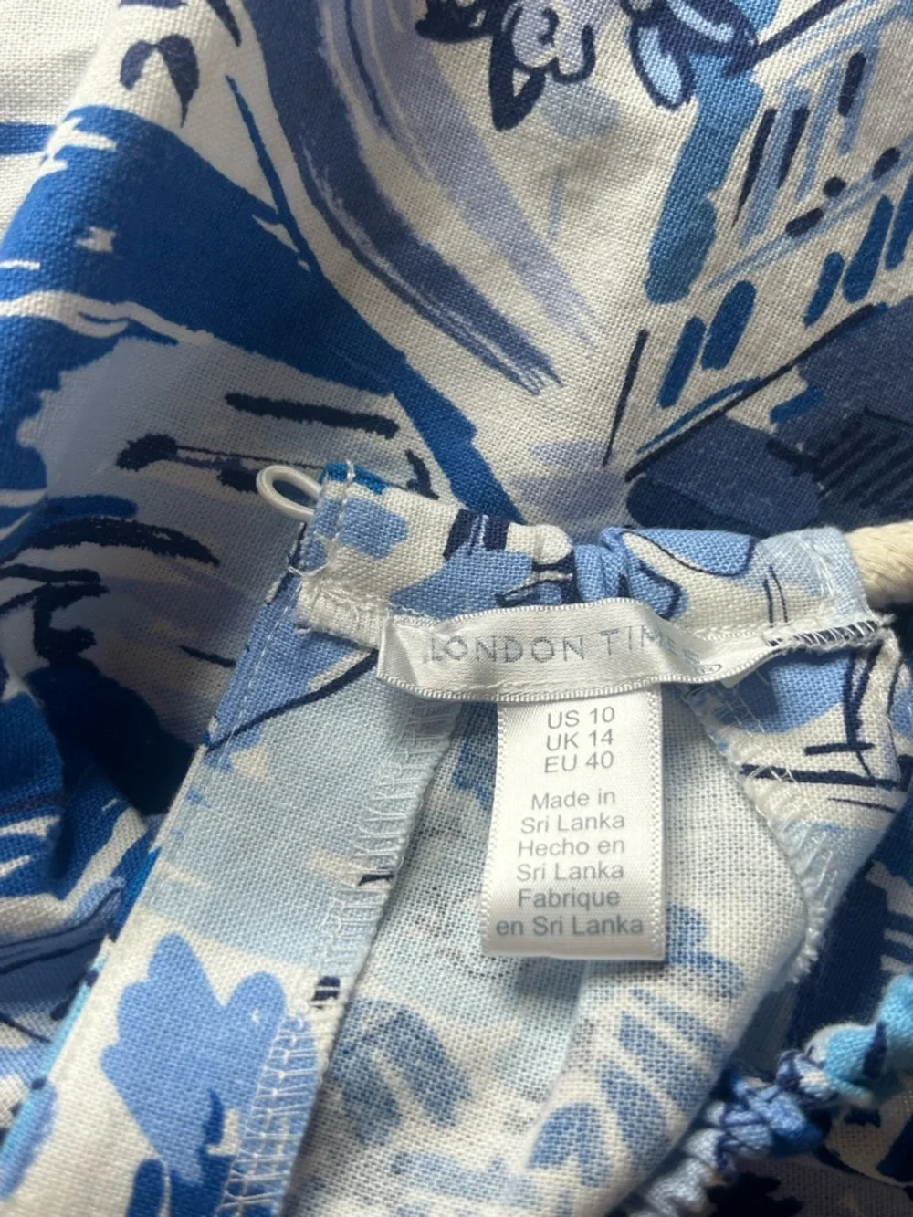London Times NWT Blue and White Tropical Halter Dress Sz 10 Resortwear Linen